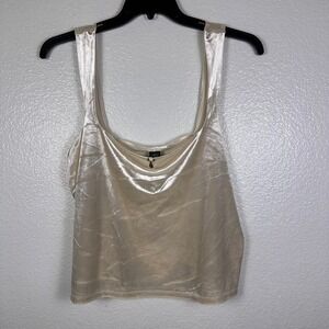 Wild Fable Womens 2X Velvet Cami Tank Top Champagne Beige Square Neck Cropped